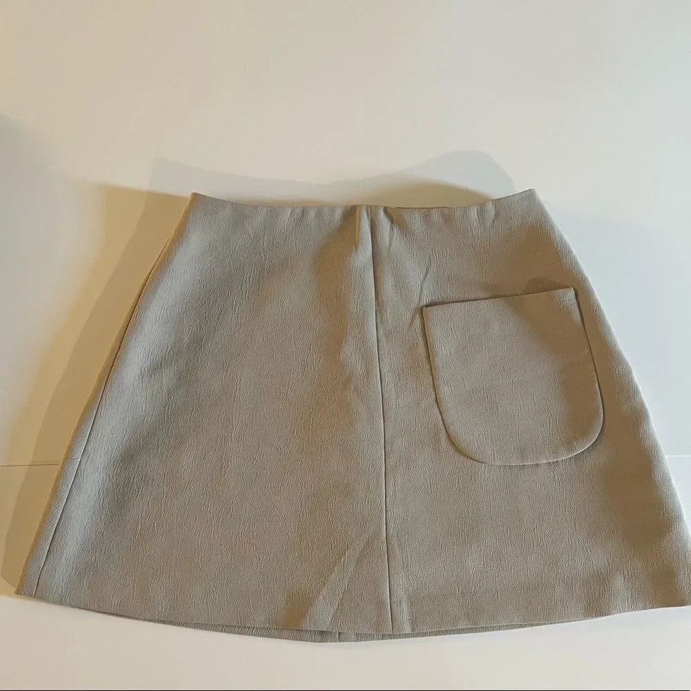 Wilfred beige silk one pocket mini skirt